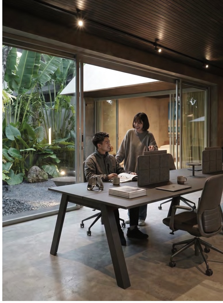 Collaborative office desk scene